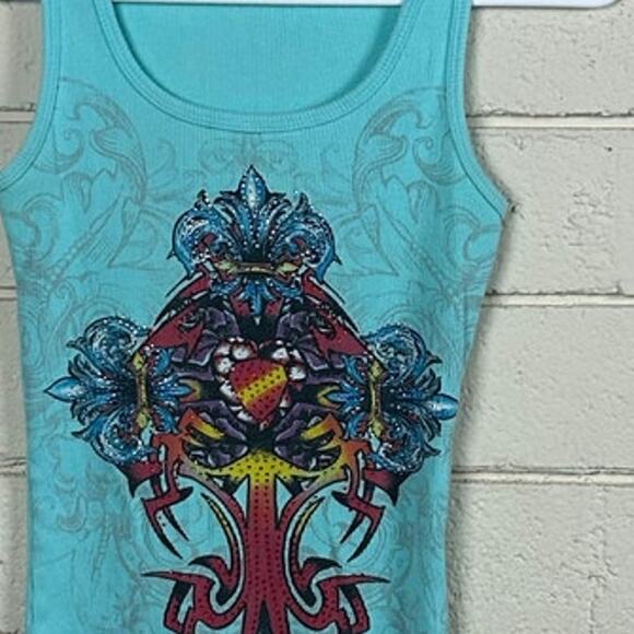 Y2K Blue Bling Tank size S - Picture 6 of 8